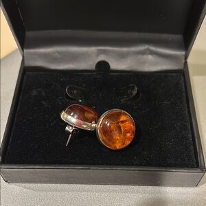 Genuine Baltic Amber in sterling silver Stud Earrings